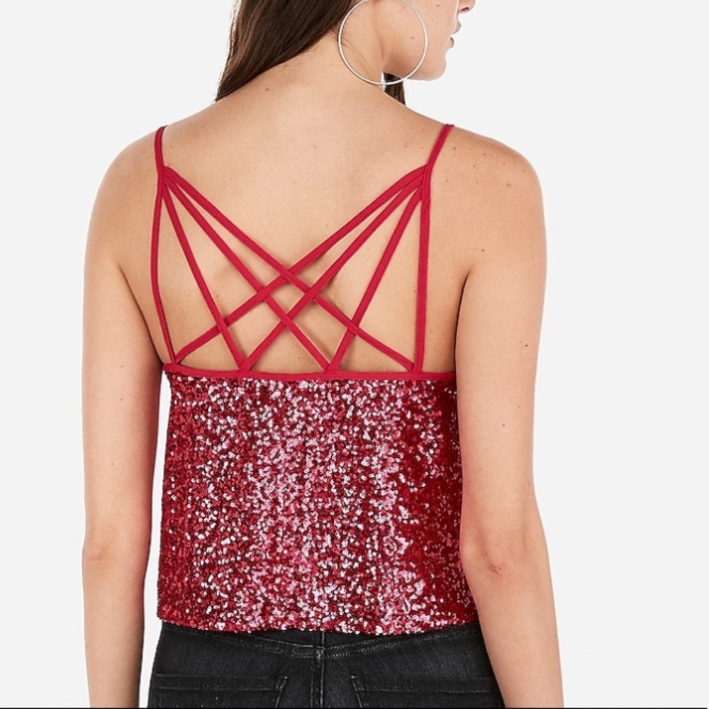 ❌SOLD❌/ Express X Olivia Culpo Sequin Top Sz S - Picture 8 of 14